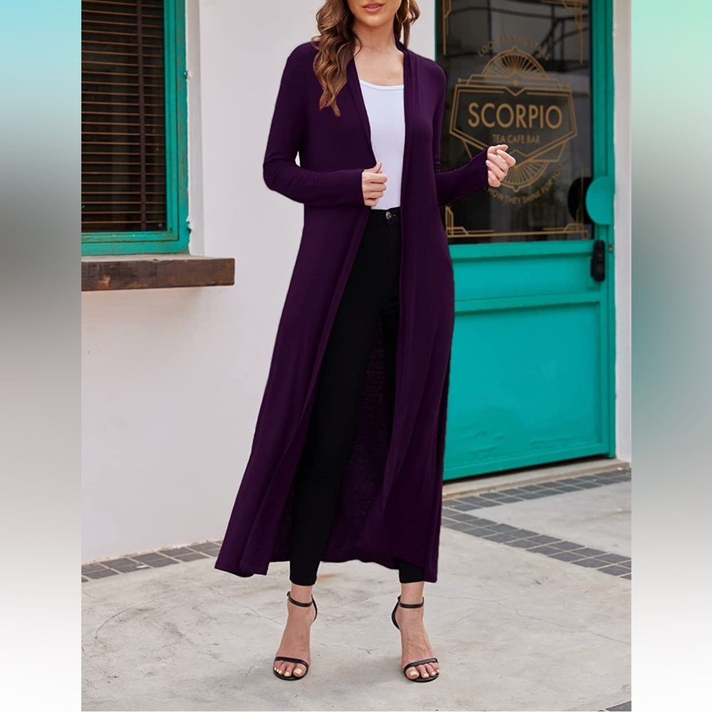 1,502
Women Floor Length Open Front Drape Cardigan Lightweight Long Sleeve Maxi